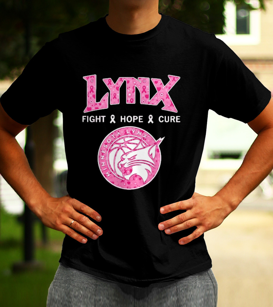 Minnesota Lynx Fight Hope Cure Breast Cancer Awareness Pink Ribbon T-Shirt