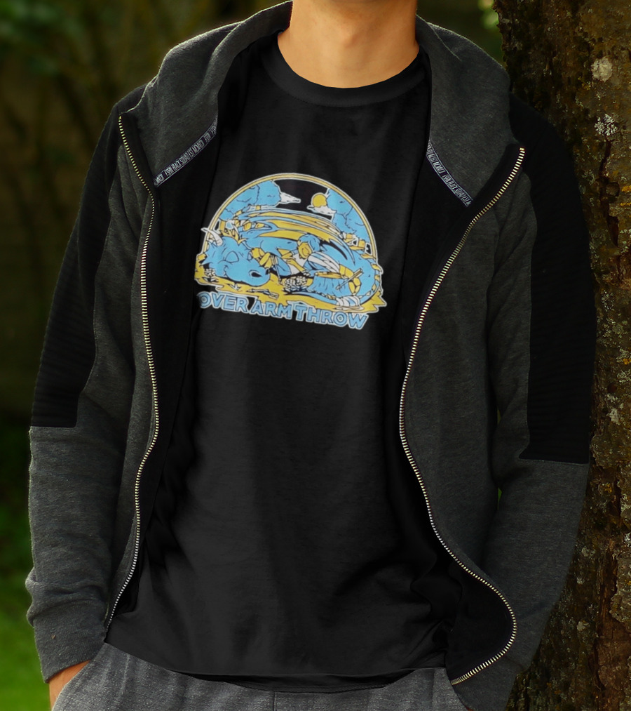 Over Arm Throw Cartoon Sleeping Blue Dragon Under Moonlit Sky T-Shirt