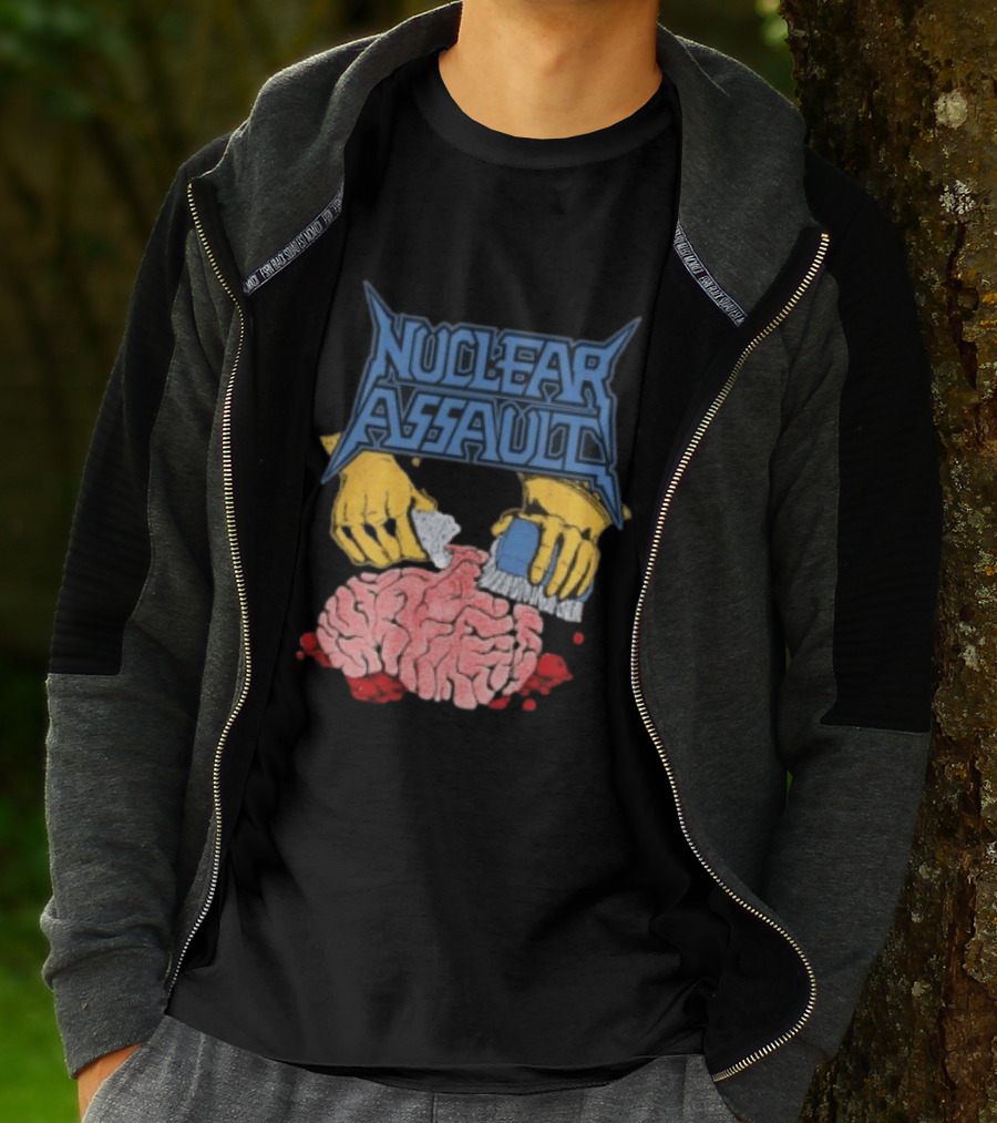 Nuclear Assault Brain Scrubbing Art Beyond Human Store Po Box Leftovers T-Shirt