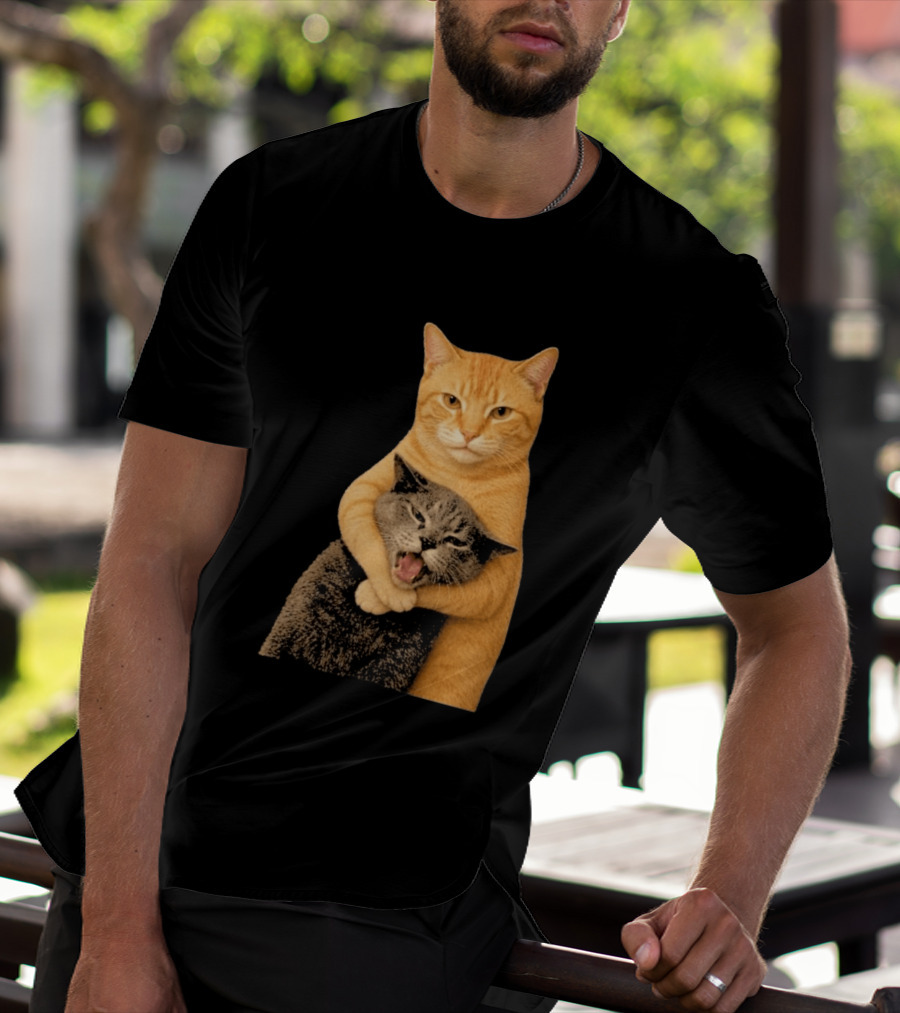 Cat Fight Meme Hugging Cats Funny Pet Lovers T-Shirt