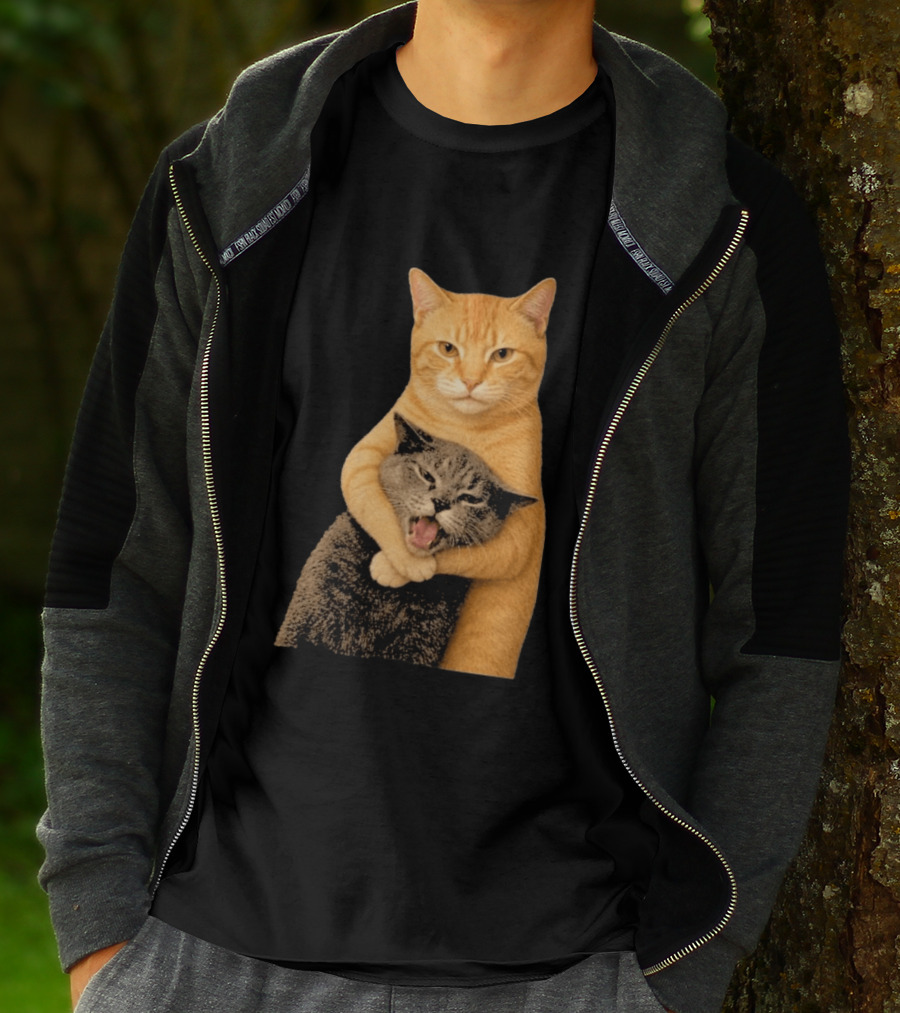 Cat Fight Meme Hugging Cats Funny Pet Lovers T-Shirt