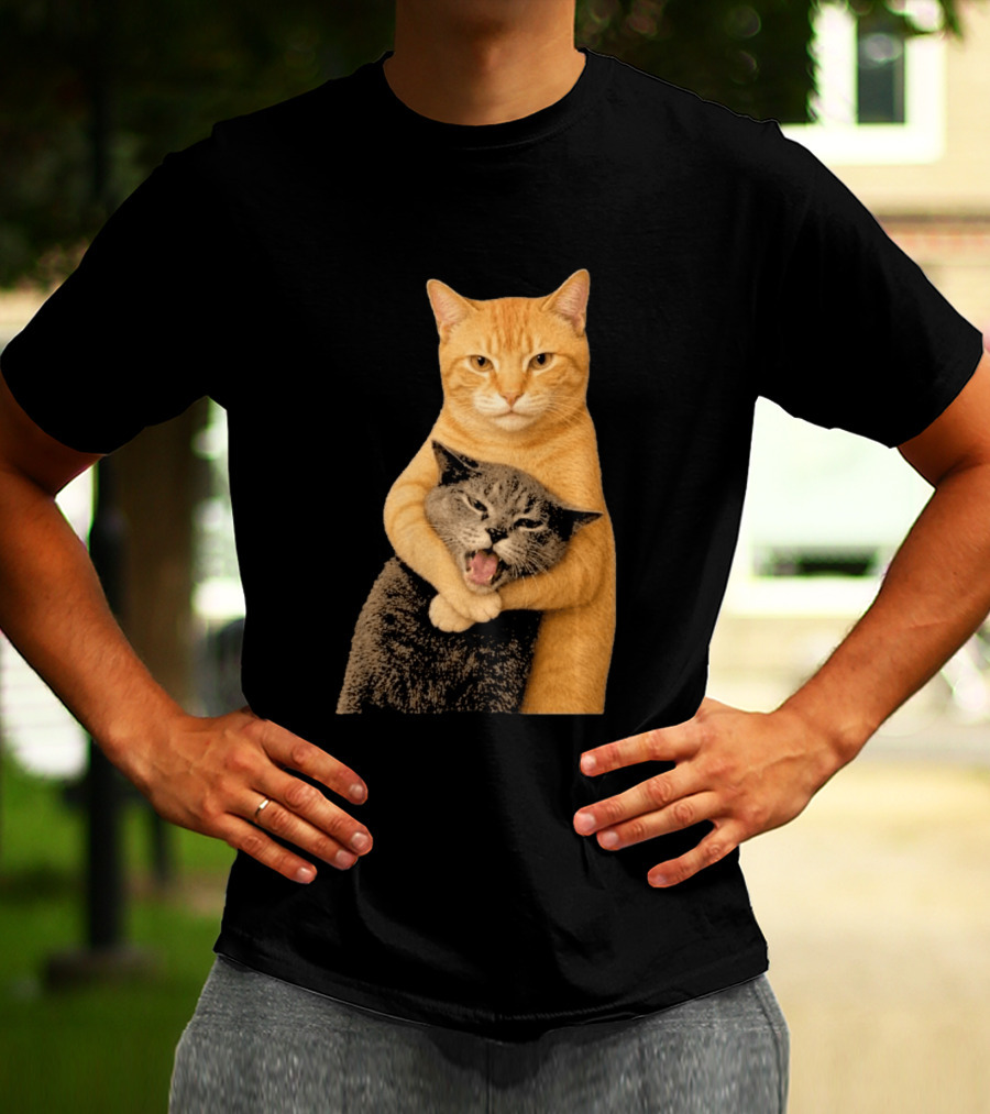 Cat Fight Meme Hugging Cats Funny Pet Lovers T-Shirt