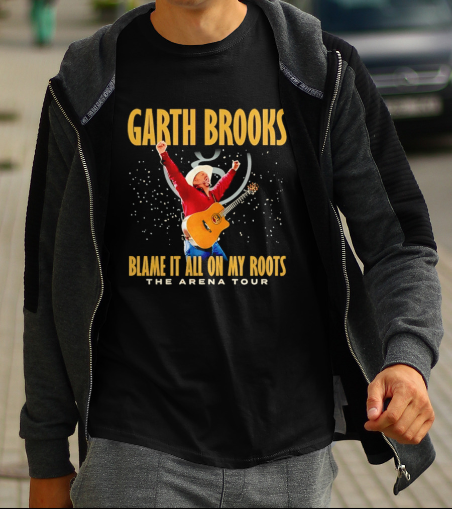 Garth Brooks Blame It All On My Roots The Arena Tour Cowboy Guitarist Celebration T-Shirt