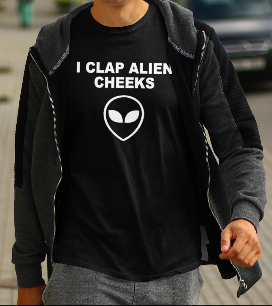 I Clap Alien Cheeks UFO Outer Space Extraterrestrial Face T-Shirt