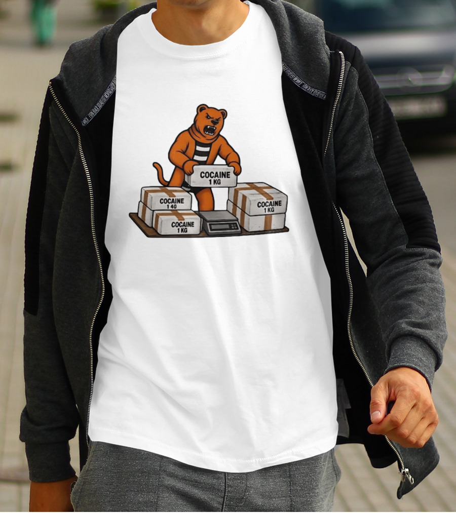 Angry Bear Holding Cocaine 1KG Bricks Meme T-Shirt