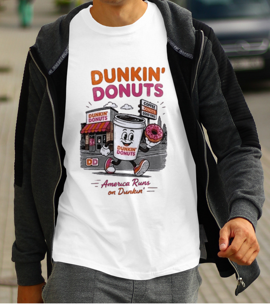 Dunkin' Donuts Coffee Good Vibes America Runs On Dunkin T-Shirt