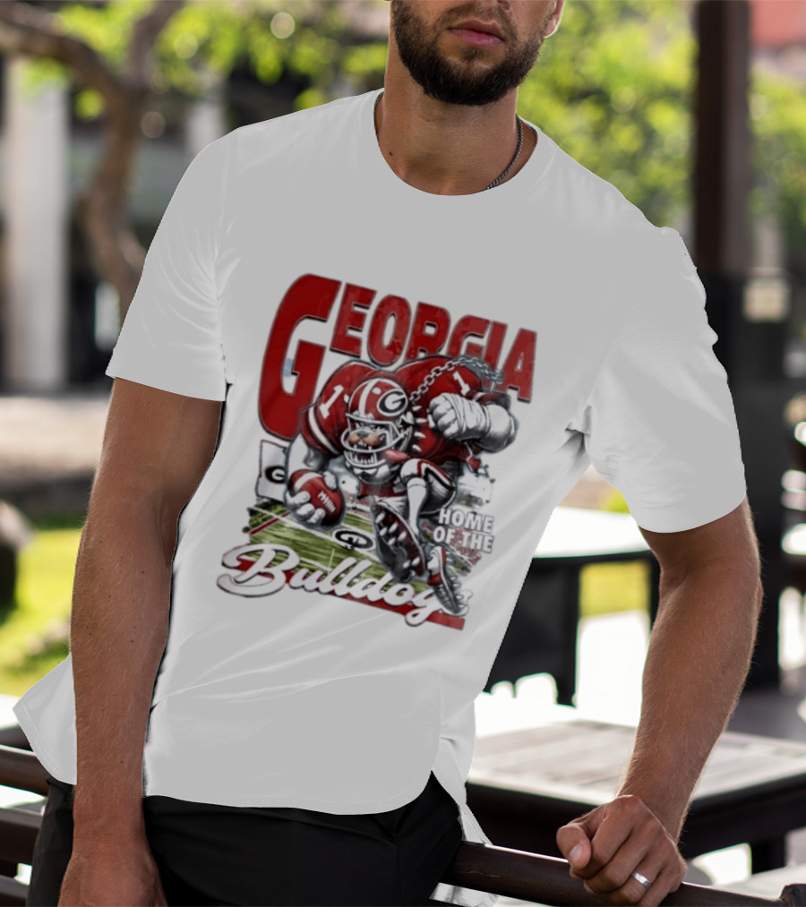 Georgia Bulldogs Football Cartoon Running Home Of The Bulldogs T-Shirt
