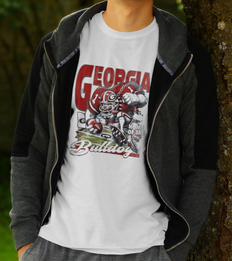 Georgia Bulldogs Football Cartoon Running Home Of The Bulldogs T-Shirt