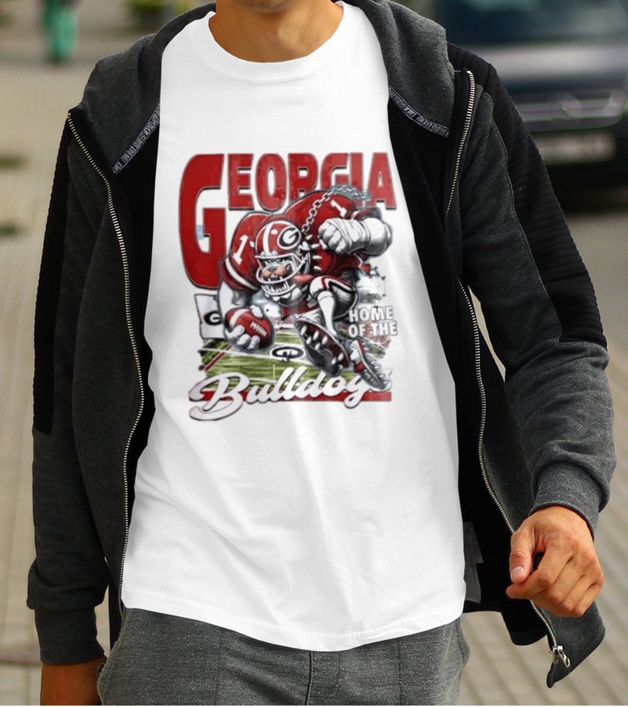 Georgia Bulldogs Football Cartoon Running Home Of The Bulldogs T-Shirt
