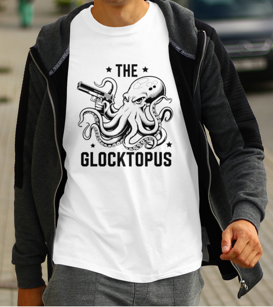 The Glocktopus Octopus Holding A Gun Graphic Image T-Shirt