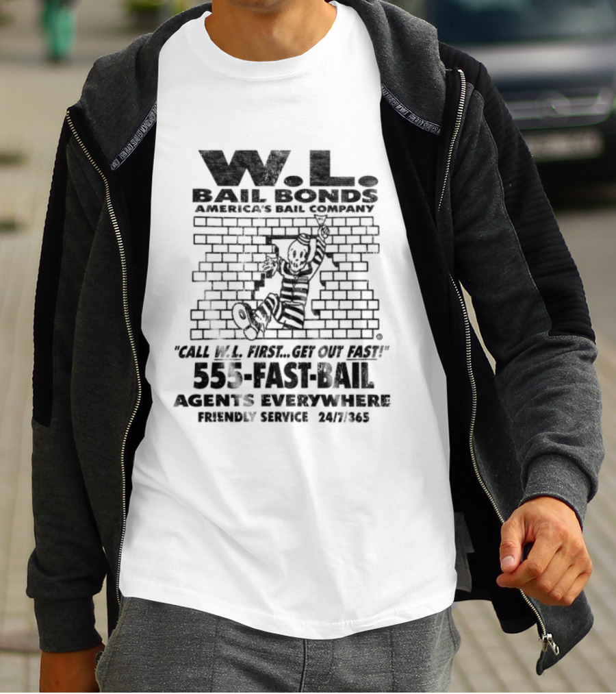 Warren Lotas W.L. Bail Bonds Off White Will Fix Your Bail Fast 535 FAST BAIL And Collect Records T-Shirt