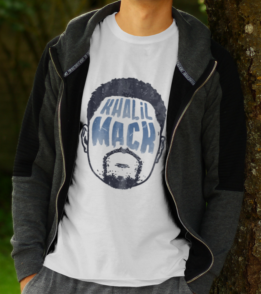 Khalil Mack Bearded Face Blue Distressed T-Shirt