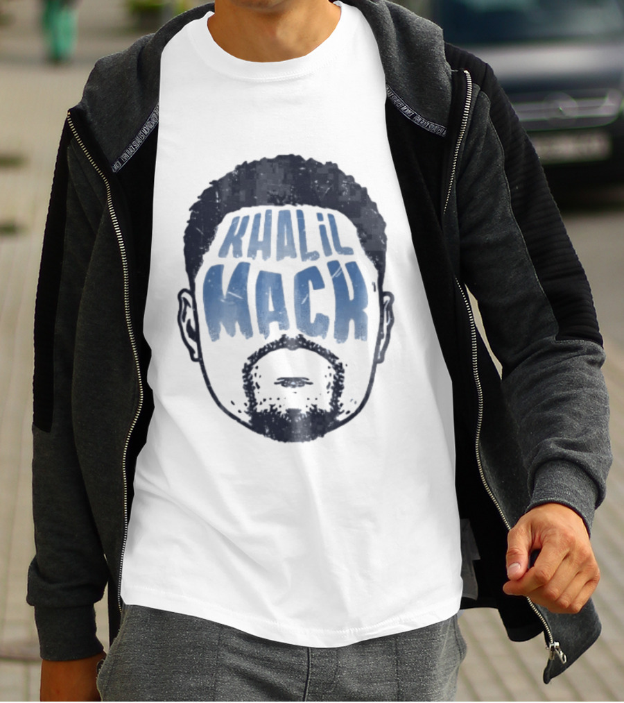 Khalil Mack Bearded Face Blue Distressed T-Shirt