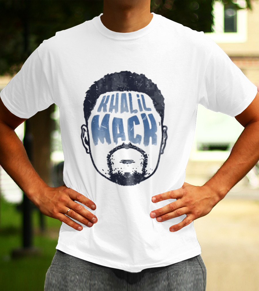 Khalil Mack Bearded Face Blue Distressed T-Shirt