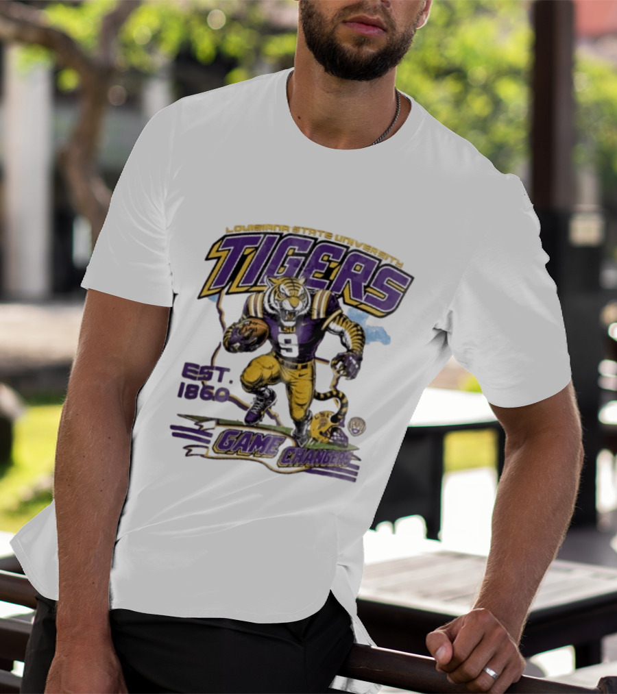 Louisiana State University Tigers Game Changers Est 1860 Football Running Map T-Shirt