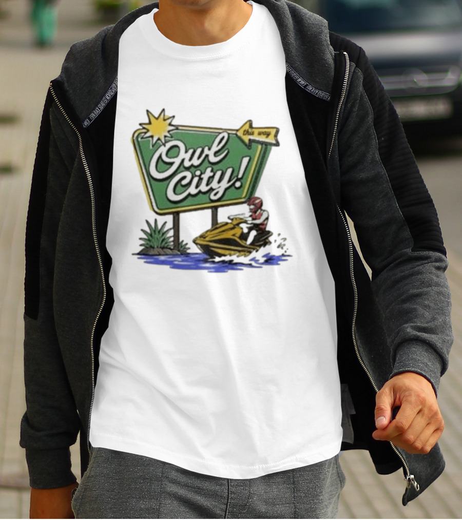 Owl City Music Welcome To Owl City Jet Ski Adventure Sign T-Shirt