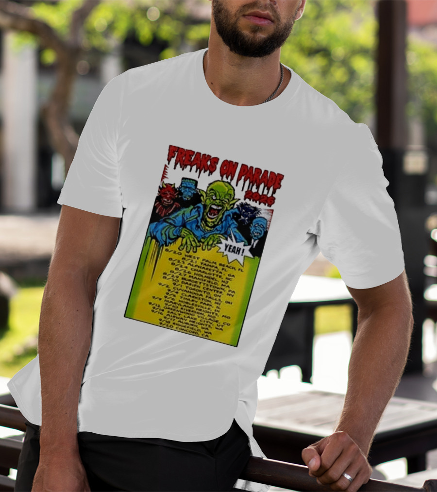 Freaks On Parade Tour 2023 Rob Zombie Dates West Palm Beach Tampa Atlanta Concord T-Shirt