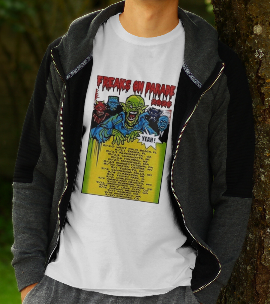 Freaks On Parade Tour 2023 Rob Zombie Dates West Palm Beach Tampa Atlanta Concord T-Shirt