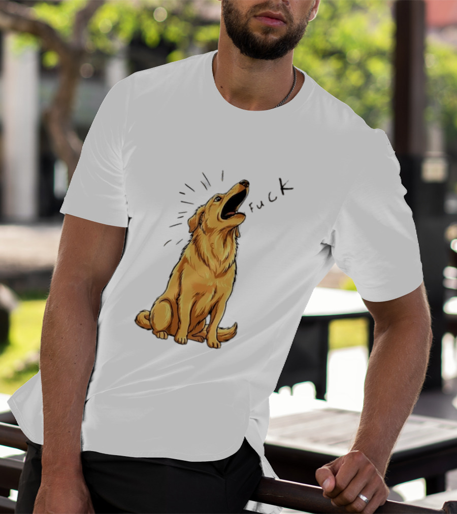Howling Dog Saying Fuck Yellow Labrador Retriever Expression T-Shirt
