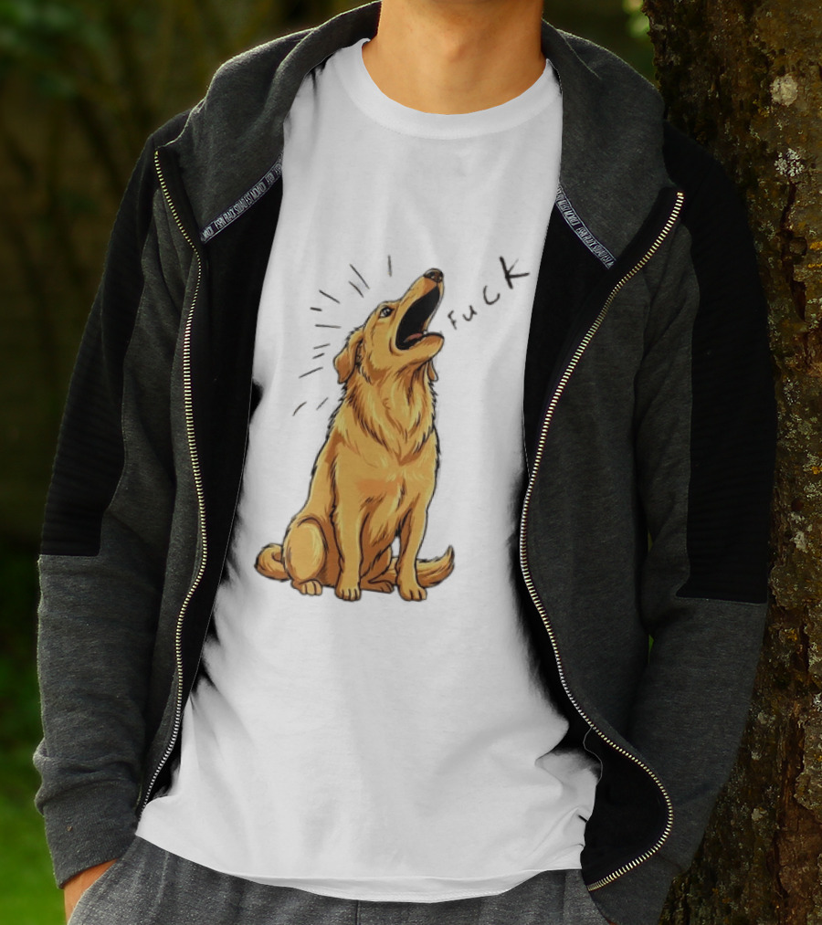Howling Dog Saying Fuck Yellow Labrador Retriever Expression T-Shirt