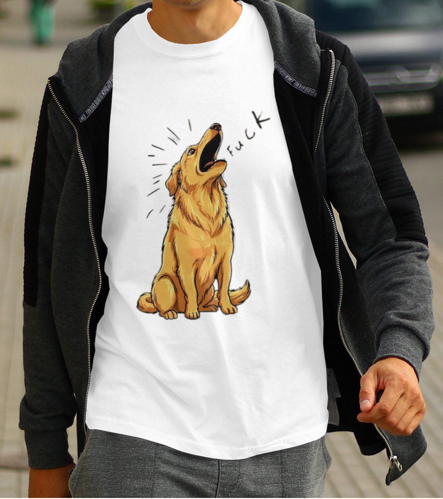 Howling Dog Saying Fuck Yellow Labrador Retriever Expression T-Shirt