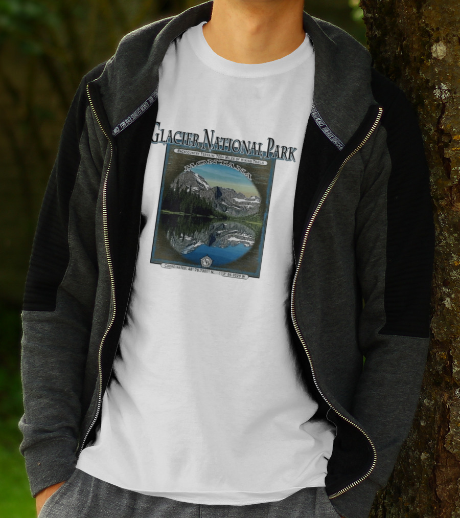 Glacier National Park Montana Backcountry Terrain 700 Miles Hiking Trails T-Shirt
