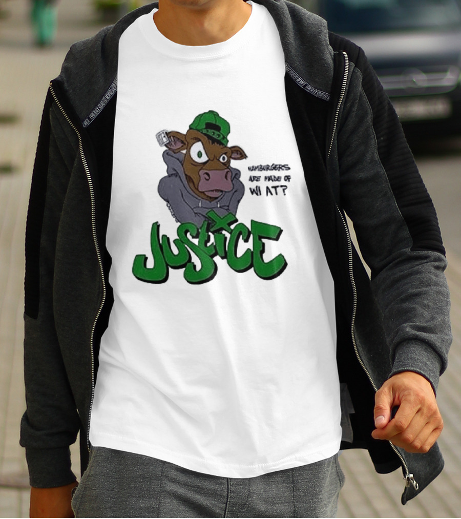 Justice Hamburgers Are Made Of What Go Vegetarian Cow T-Shirt