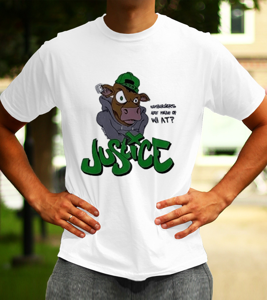Justice Hamburgers Are Made Of What Go Vegetarian Cow T-Shirt