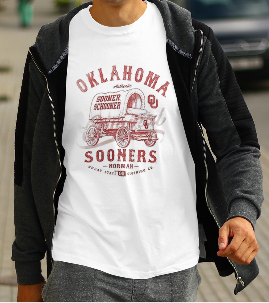 Oklahoma Sooners Norman Great State OK Clothing Co Vintage Wagon T-Shirt