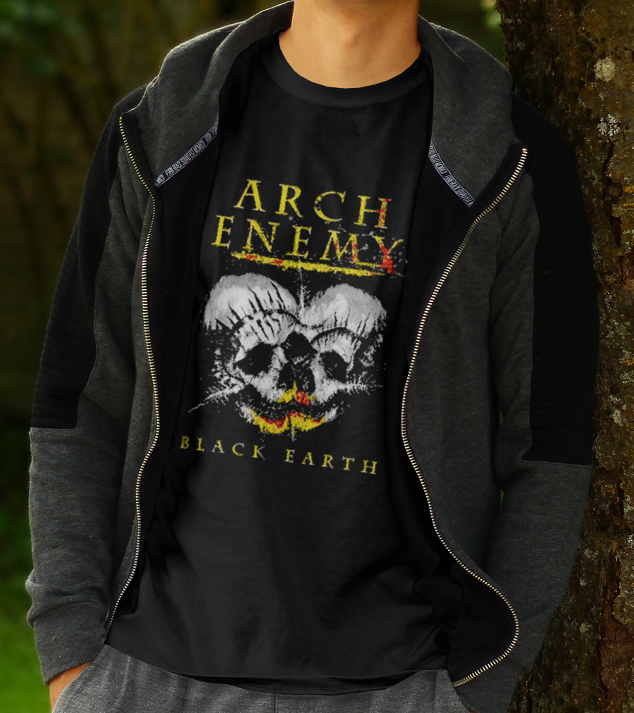 Arch Enemy Black Earth Skull Fire Gothic Heavy Metal Music T-Shirt