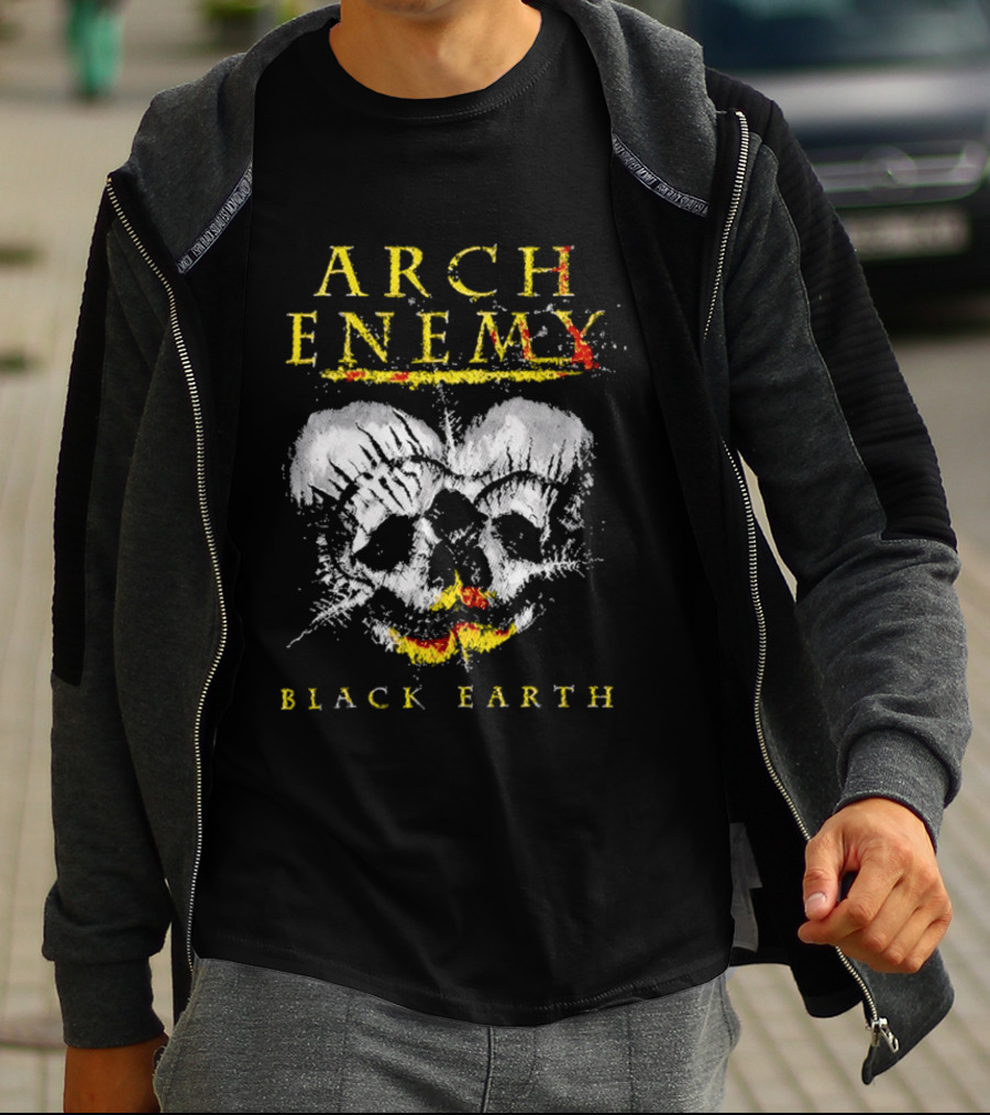 Arch Enemy Black Earth Skull Fire Gothic Heavy Metal Music T-Shirt
