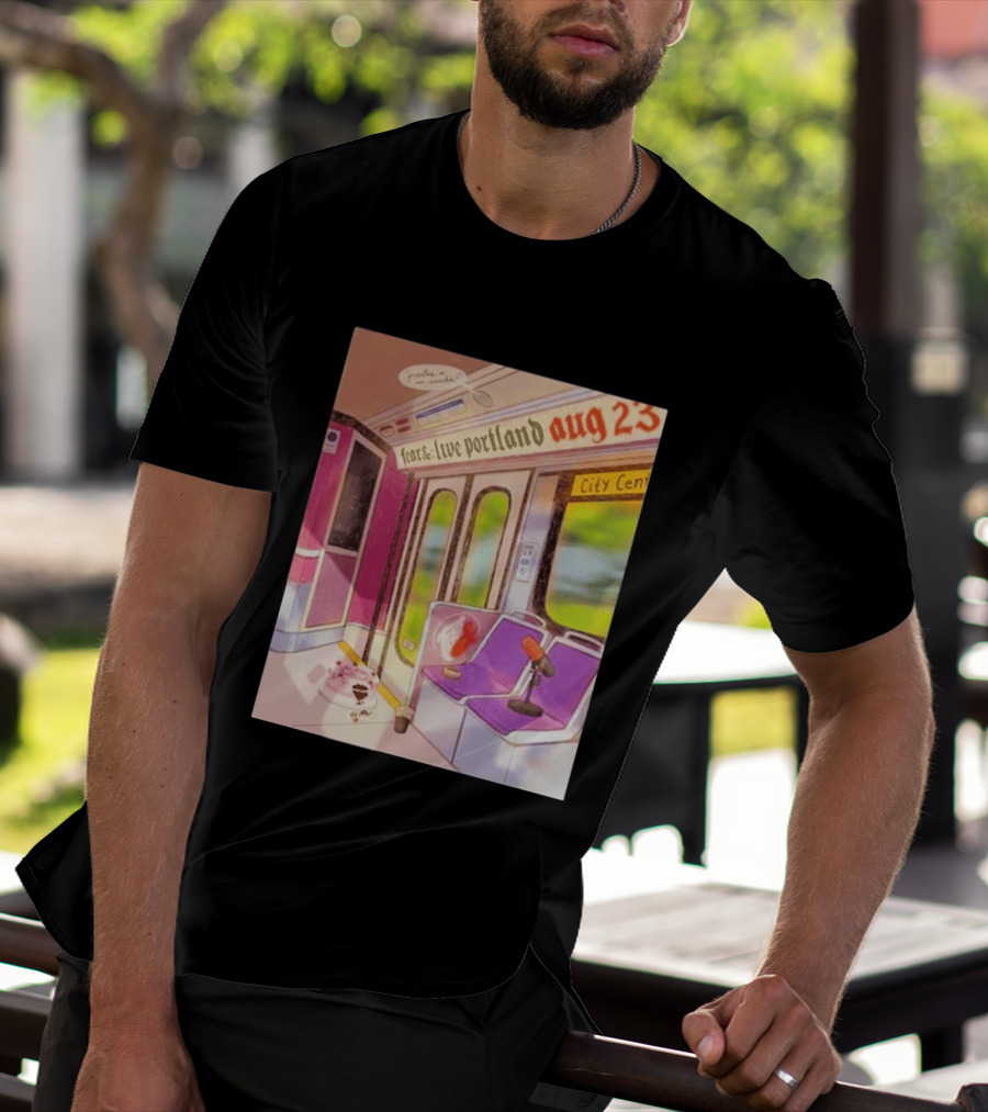 Fear& Live Portland Aug 23 Subway Scene With City Center Graffiti And Microphone T-Shirt