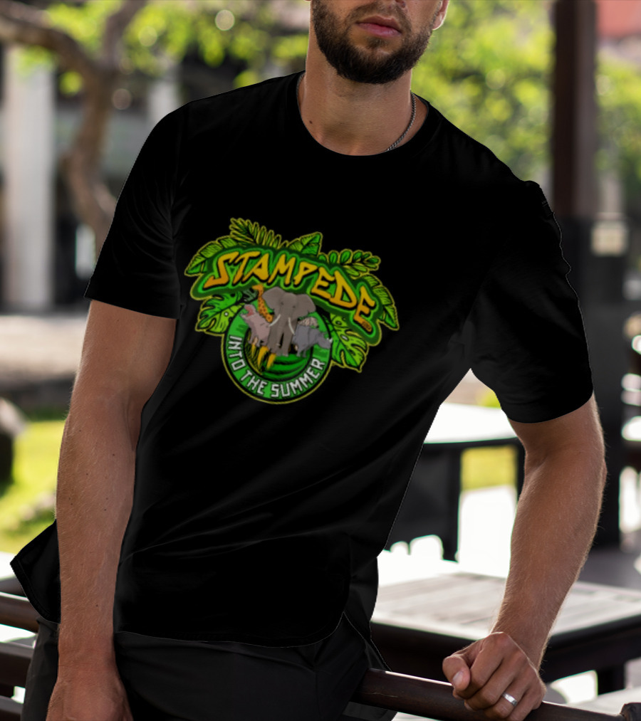 Stampede Into The Summer Elephant Giraffe Hippo Tropical 2026 T-Shirt