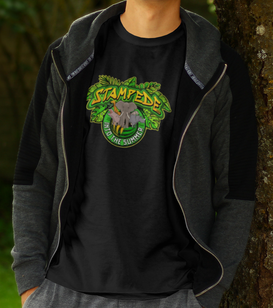 Stampede Into The Summer Elephant Giraffe Hippo Tropical 2026 T-Shirt