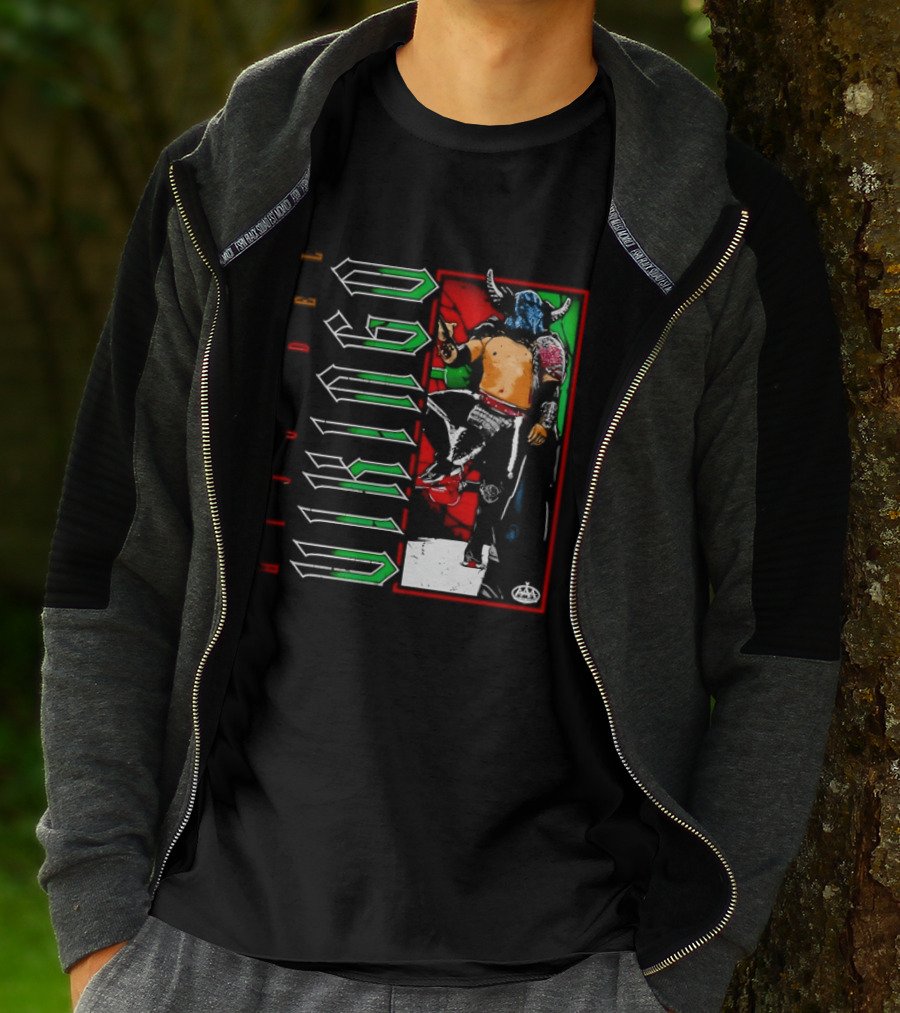 Hijo Del Vikingo Lucha Libre Wrestler Demon Mask Green Red White T-Shirt