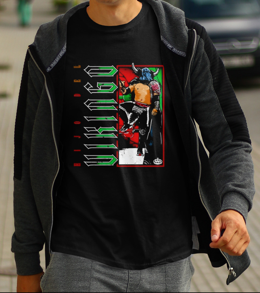 Hijo Del Vikingo Lucha Libre Wrestler Demon Mask Green Red White T-Shirt