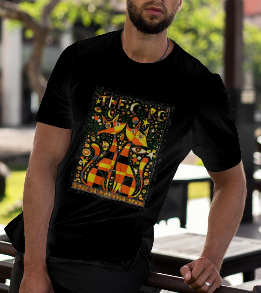 The Cure 23 August 2026 Summer Sessions Edinburgh Psychedelic Cat T-Shirt