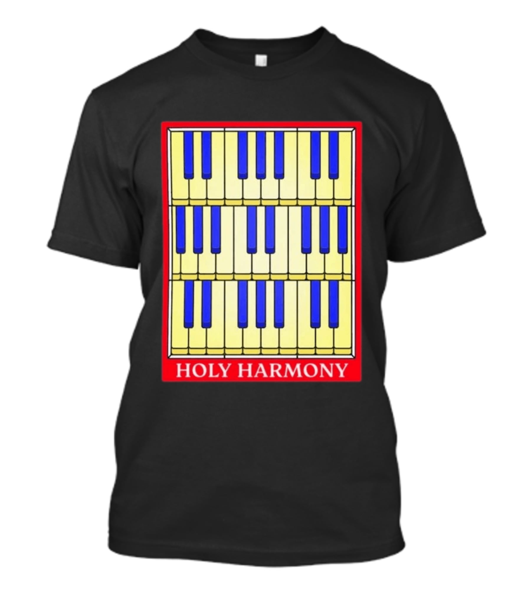 Holy Harmony Stained Glass Piano Keyboard Classical Music T-Shirt