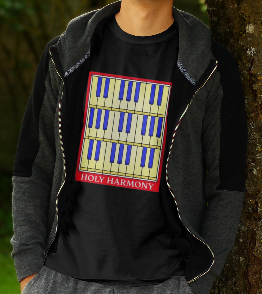 Holy Harmony Stained Glass Piano Keyboard Classical Music T-Shirt