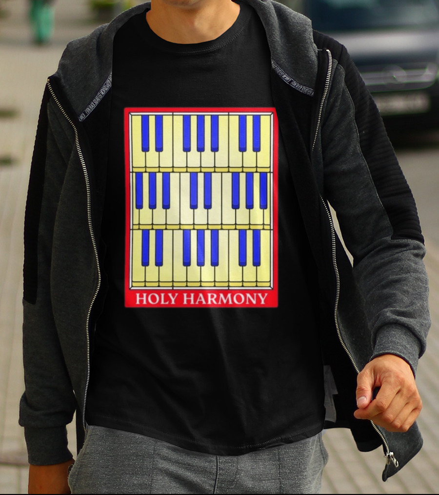 Holy Harmony Stained Glass Piano Keyboard Classical Music T-Shirt