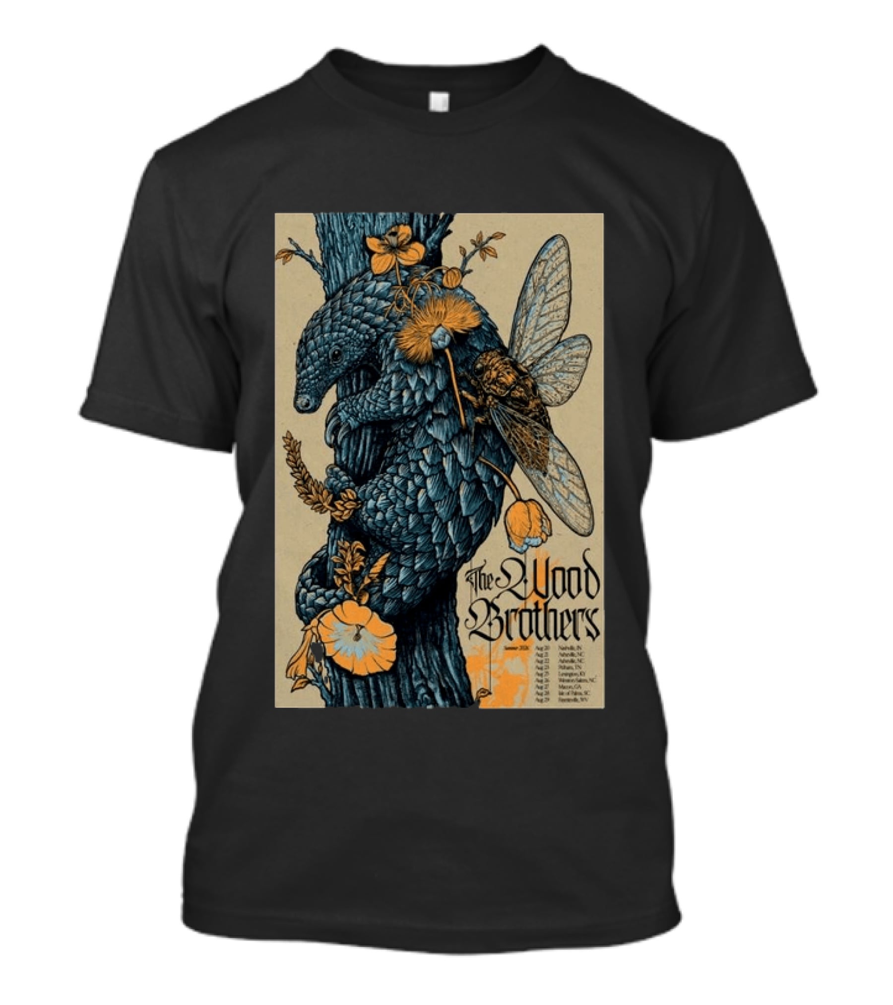 The Wood Brothers August 20 2026 Nashville TN Tour Pangolin And Cicada T-Shirt