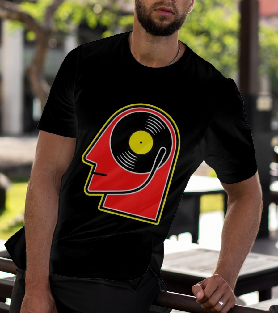 Vinyl Album Head With Record Disc Ear Retro Music T-Shirt