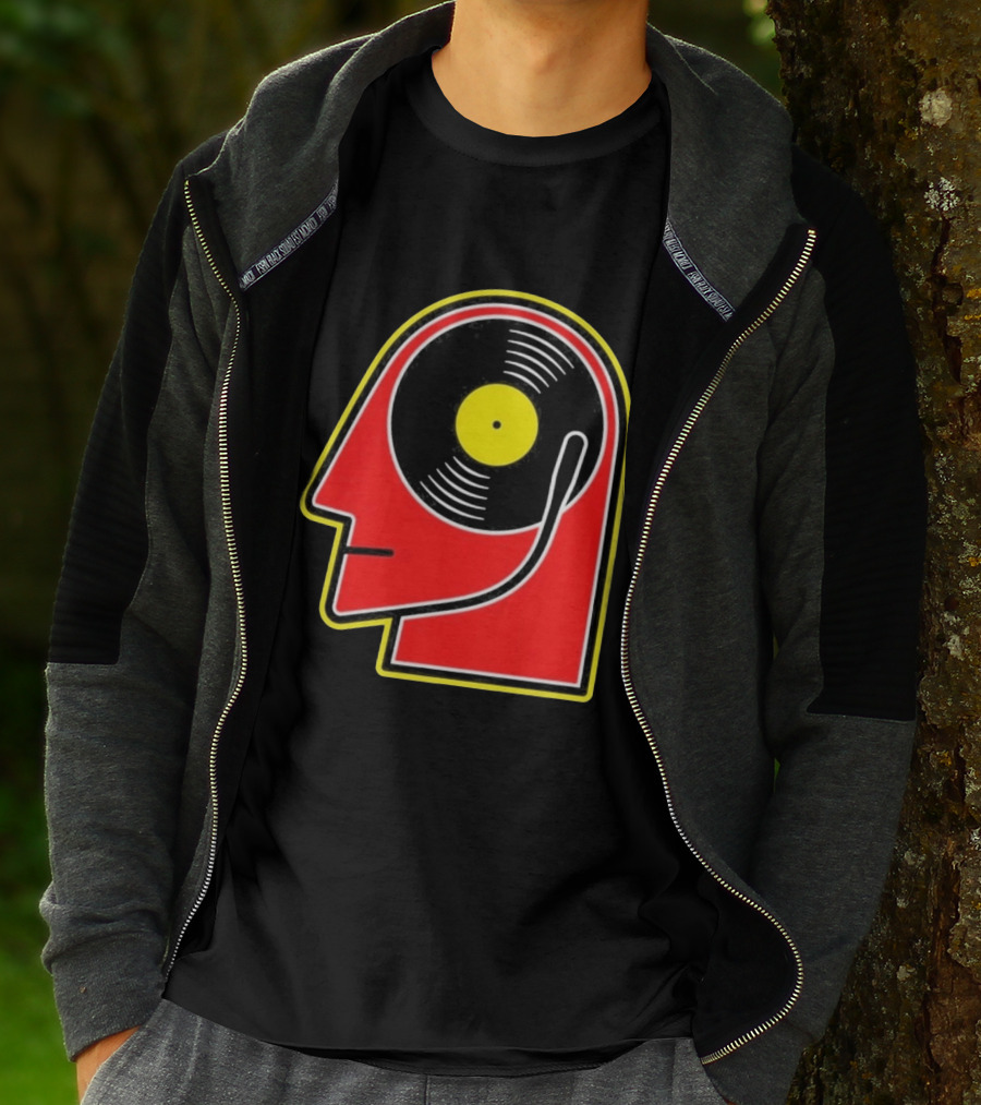Vinyl Album Head With Record Disc Ear Retro Music T-Shirt