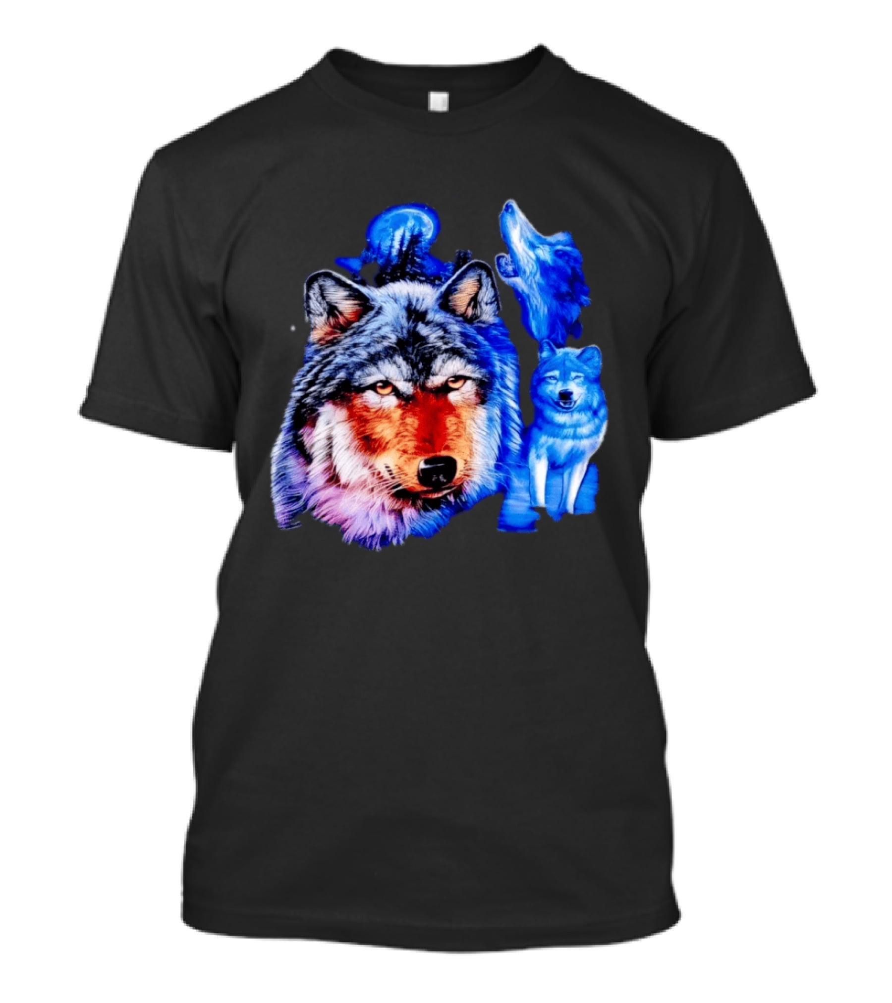 Wild Wolf Pack Moon Night Scene Nature Wildlife Wolves Howling T-Shirt