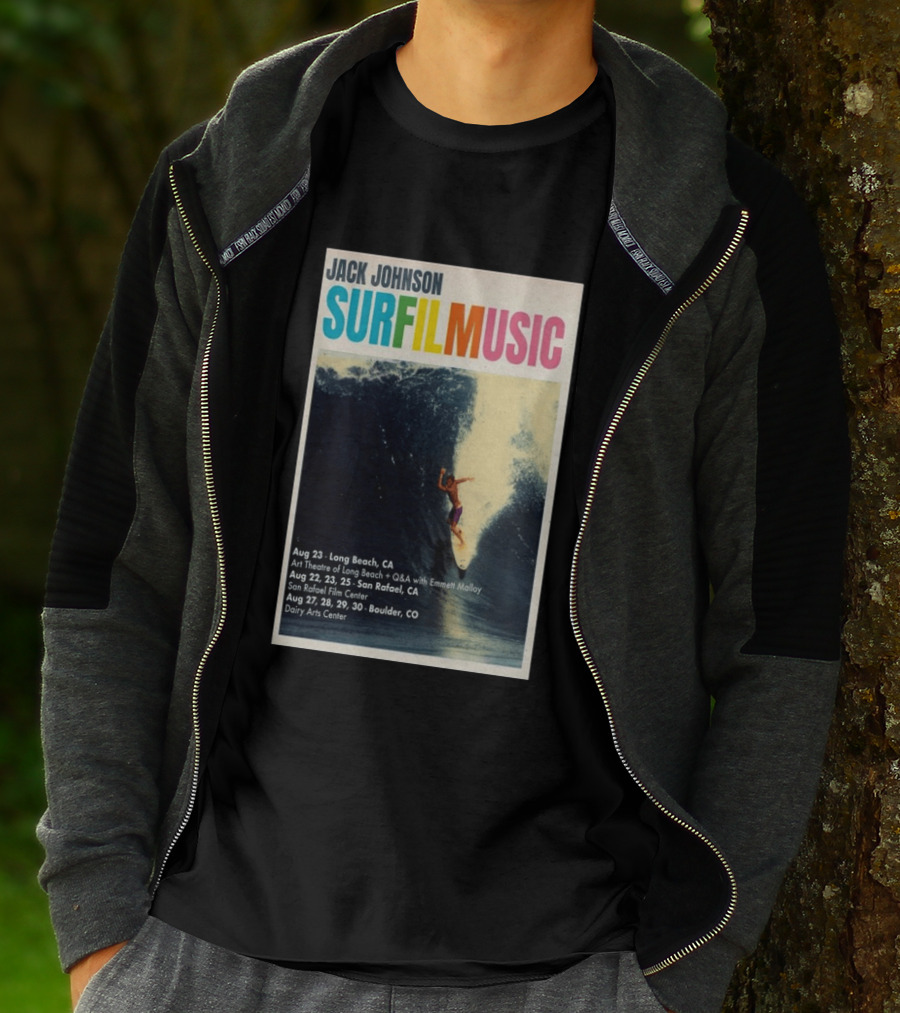 Jack Johnson Surf Film Music Tour Long Beach San Rafael Boulder August 2026 Events T-Shirt