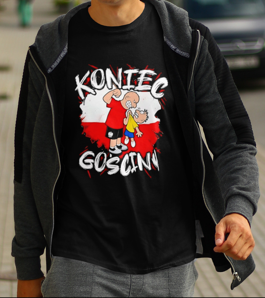 Koniec Gosciny Polish Football Cartoon Polska Flag T-Shirt