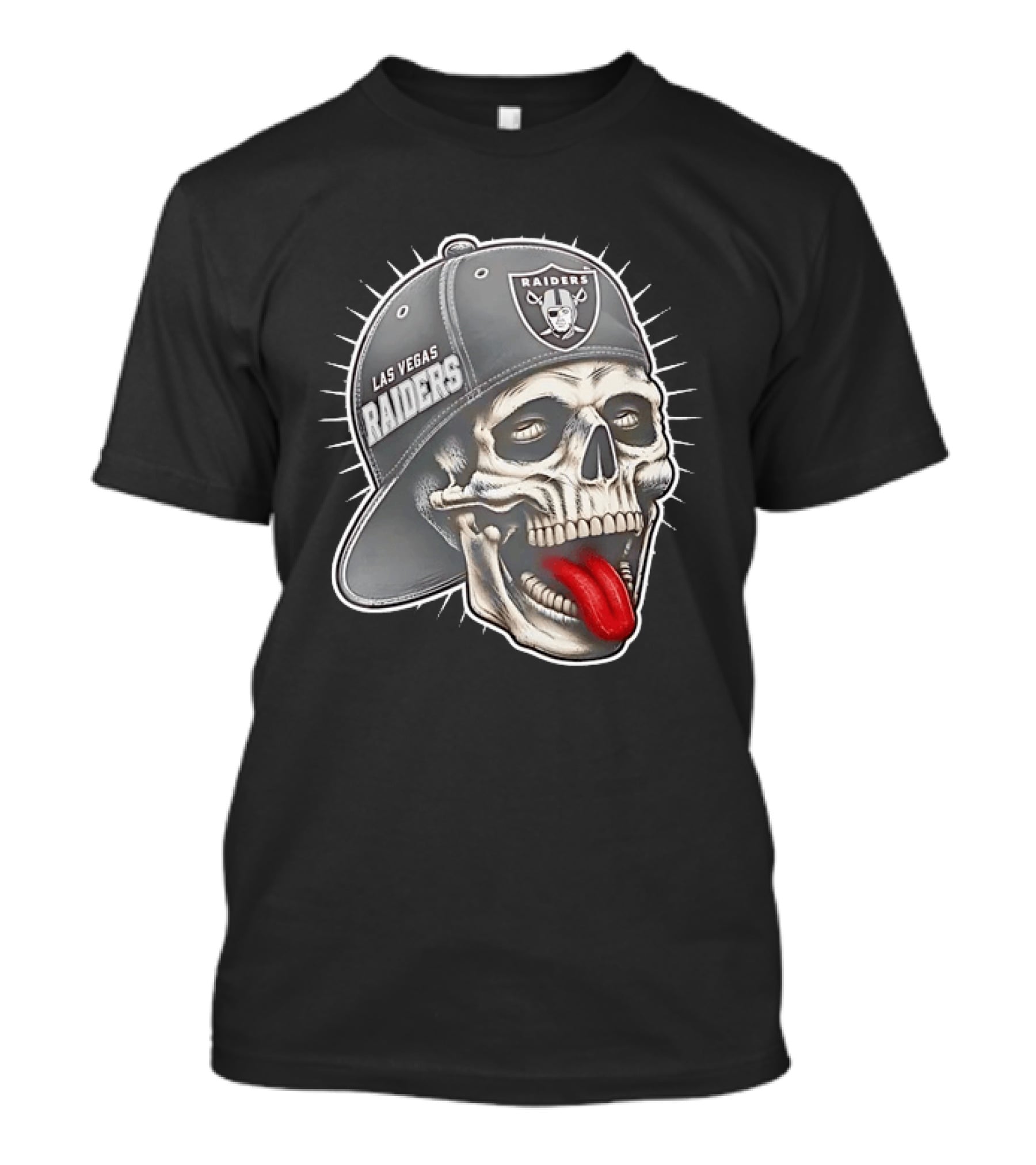 Las Vegas Raiders Skull Tongue Out Cap Raider Nation Football T-Shirt