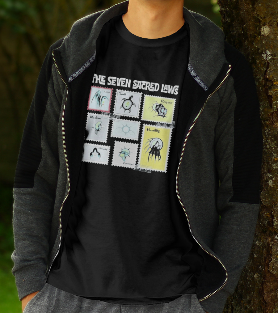 Native American The Seven Sacred Laws Love Truth Respect Wisdom Humility Honesty Courage T-Shirt