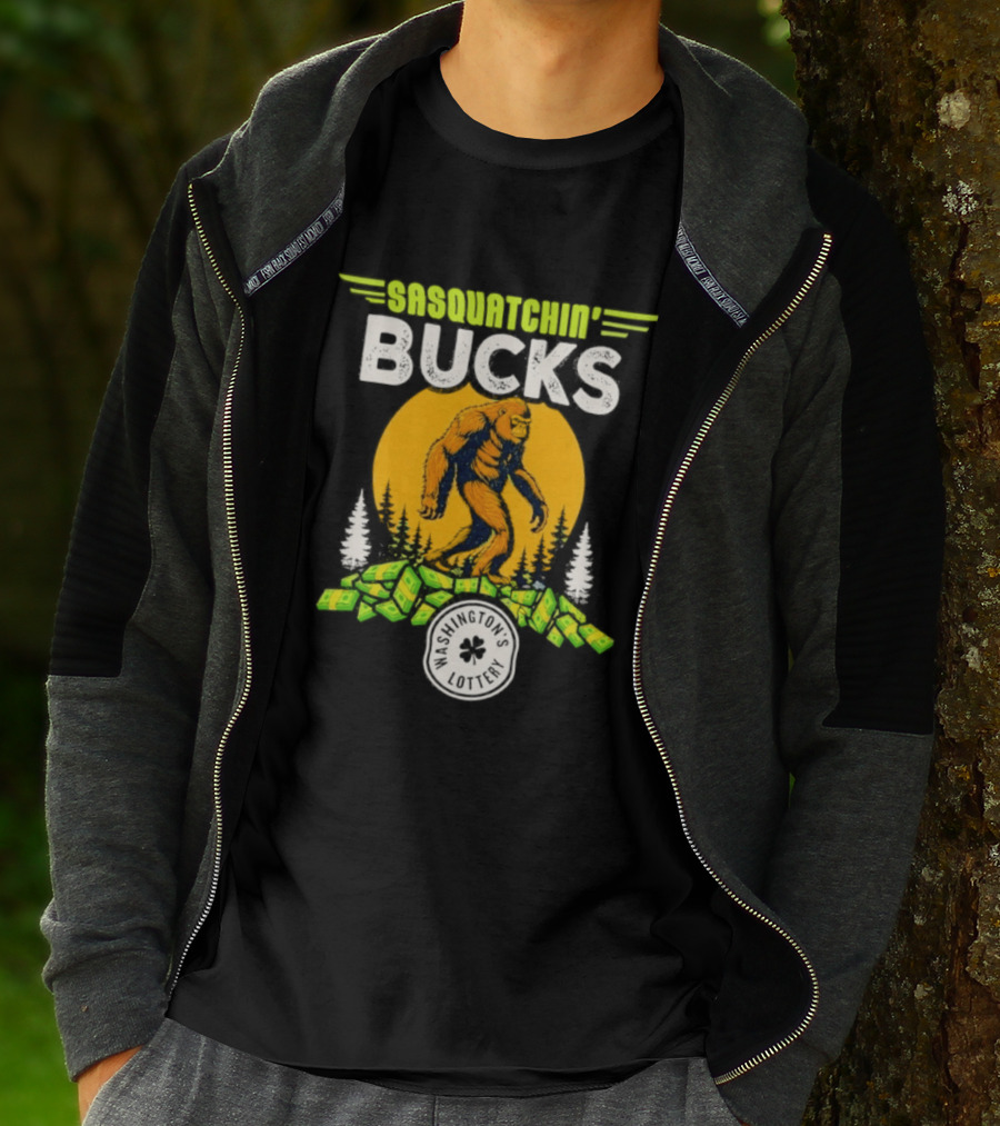 Sasquatchin' Bucks Bigfoot Money Walk And Trees T-Shirt