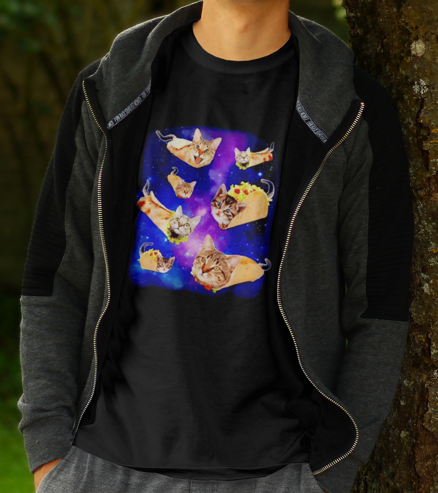 Cats In Space With Tacos And Burritos Taco Cat Cosmic Adventure T-Shirt
